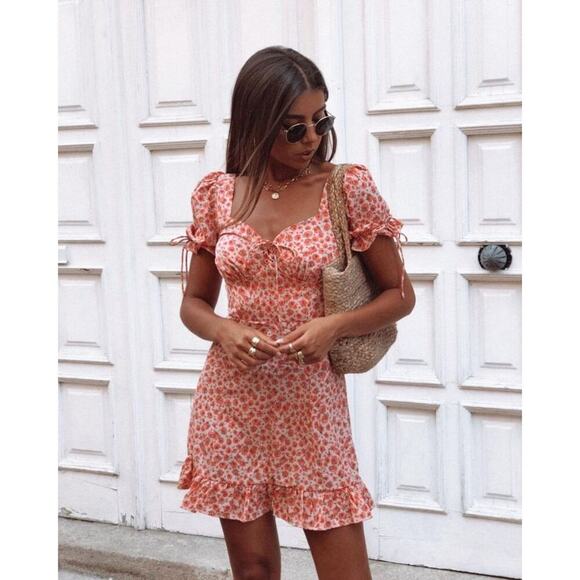 Astr The Label Floral Ruffle Mini Dress NWOT Coquette Summer Date Night Romantic - Picture 11 of 16